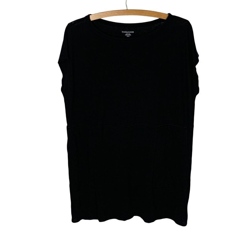 Eileen Fisher Petites Black Boxy Mini Dress Size P